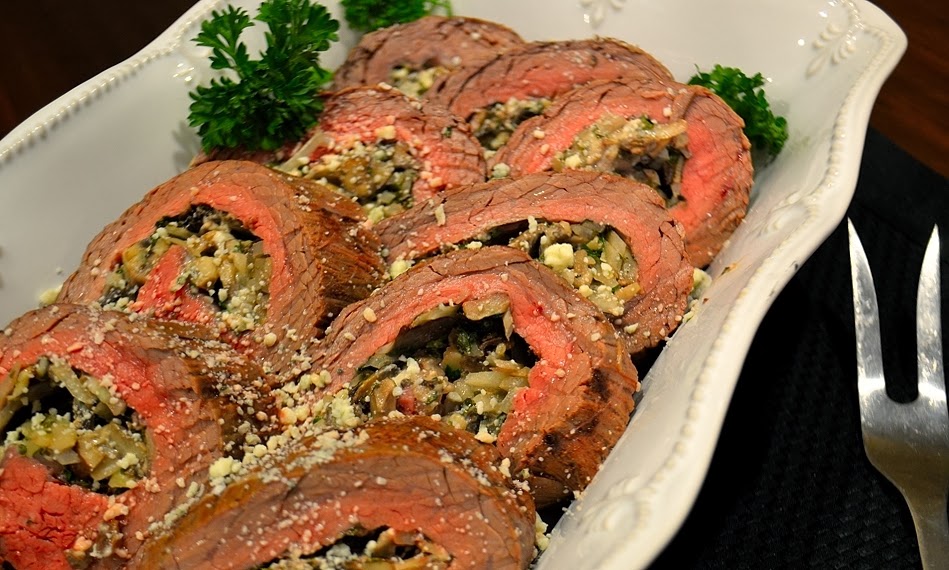 Portobello and Blue Cheese Stuffed Flank Steak Pinwheels Savory