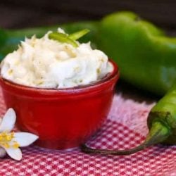 Hatch chile agave compound butter in a red bowl