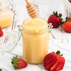 vanilla butter syrup in a glass jar