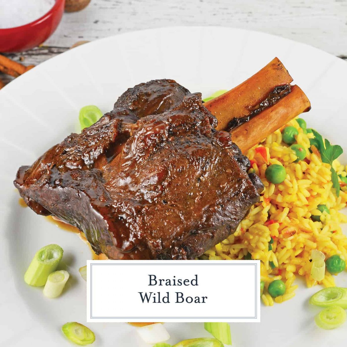 Braised Wild Boar Shanks are a sophisticated and exotic meal, ideal for special occasions and dinner parties. Lean and healthy with loads of rich flavor. #wildboar #braisedwildboar www.savoryexperiments.com