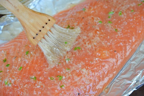 basting salmon with glaze