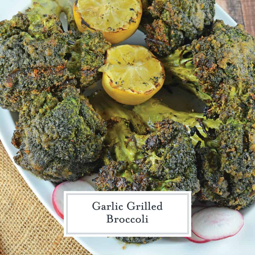 Garlic Grilled Broccoli is an excellent side dish for grilled meals! It is marinated in a garlic and spice mix and then charred on the grill for great flavor! #grilledbroccoli #howtogrillbroccoli #broccolirecipe www.savoryexperiments.com