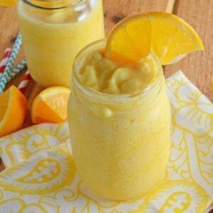 Copycat Orange Julius is the REAL recipe they use at the store! A frothy, frozen orange drink that is perfect for sipping on a hot day.