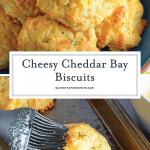 These copycat Red Lobster Cheddar Bay Biscuits are so easy to make you will make them for dinner every night! And they only take 20 minutes! #redlobsterbiscuits #cheddarbay #garliccheddarbiscuits www.savoryexperiments.com