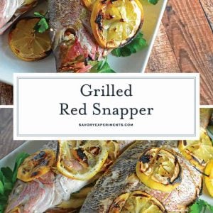 Collage of grilled red snapper for Pinterest