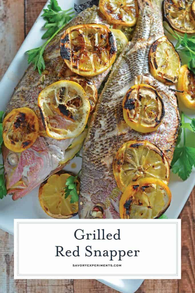 Grilled Red Snapper- how to prepare and grill whole fish with fresh herbs and lemon, Mediterranean style fish at home! You won’t believe how easy it is to make your own whole fish! www.savoryexperiments.com