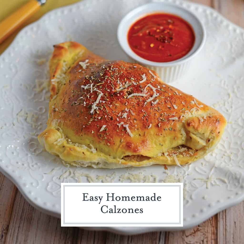 This Easy Calzones Recipe is made with just a handful of ingredients! This homemade calzones recipe is perfect for a “make your own calzone bar” for any party! #calzonerecipe #howtomakeacalzone #homemadecalzonerecipe www.savoryexperiments.com