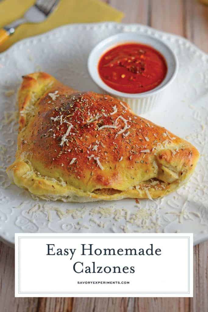 This Easy Calzones Recipe is made with just a handful of ingredients! This homemade calzones recipe is perfect for a “make your own calzone bar” for any party! #calzonerecipe #howtomakeacalzone #homemadecalzonerecipe www.savoryexperiments.com