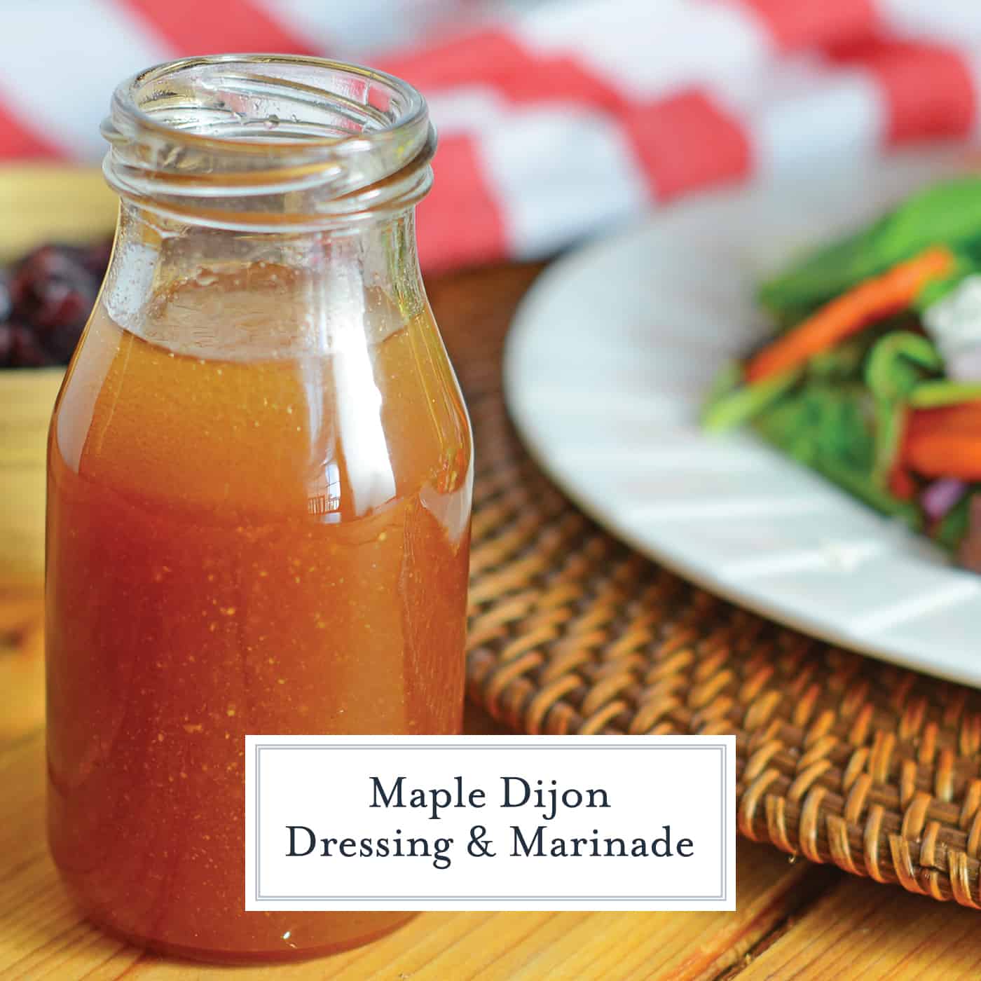 Maple Dijon Dressing is a tasty and simple homemade salad dressing! This dressing with maple syrup will complement any salad or grilled vegetable platter! #dressingwithmaplesyrup #homemadesaladdressing #dijonvinaigrette www.savoryexperiments.com