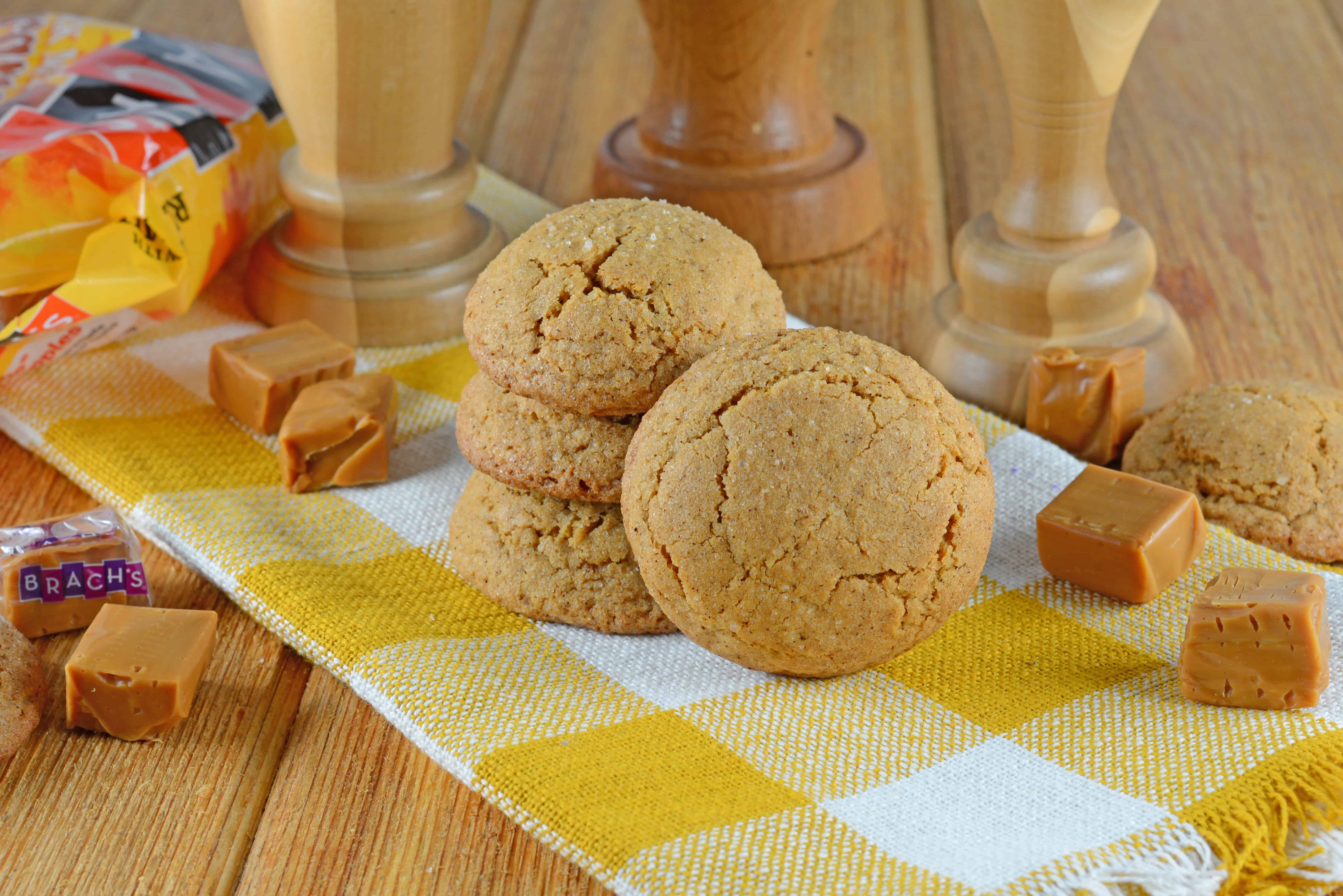 Caramel Apple Cookies are the easy and mess free way to enjoy caramel apples! Apple spiced cookie dough stuffed with gooey caramel is the best apple cookie recipe you will ever taste!