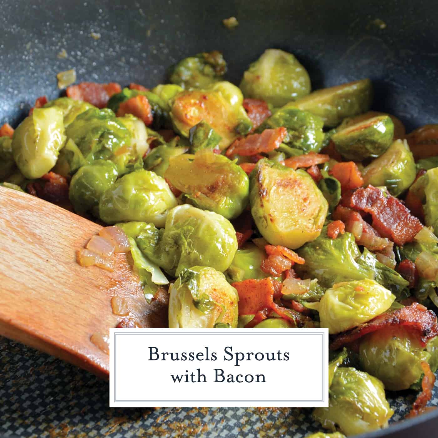 These Brussel Sprouts with Bacon are an easy side dish recipe that can be served with practically any meal! #brusselsproutswithbacon #brusselsproutsrecipes #easysidedishrecipes www.savoryexperiments.com