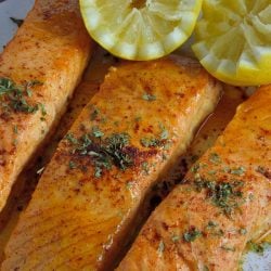 Ancho Citrus Salmon Recipe - a base of orange juice concentrate, lemon, ancho chili powder and a drip of honey. www.savoryexperiments.com