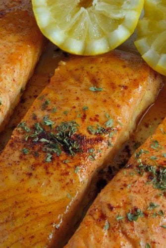 Ancho Citrus Salmon Recipe - a base of orange juice concentrate, lemon, ancho chili powder and a drip of honey. www.savoryexperiments.com