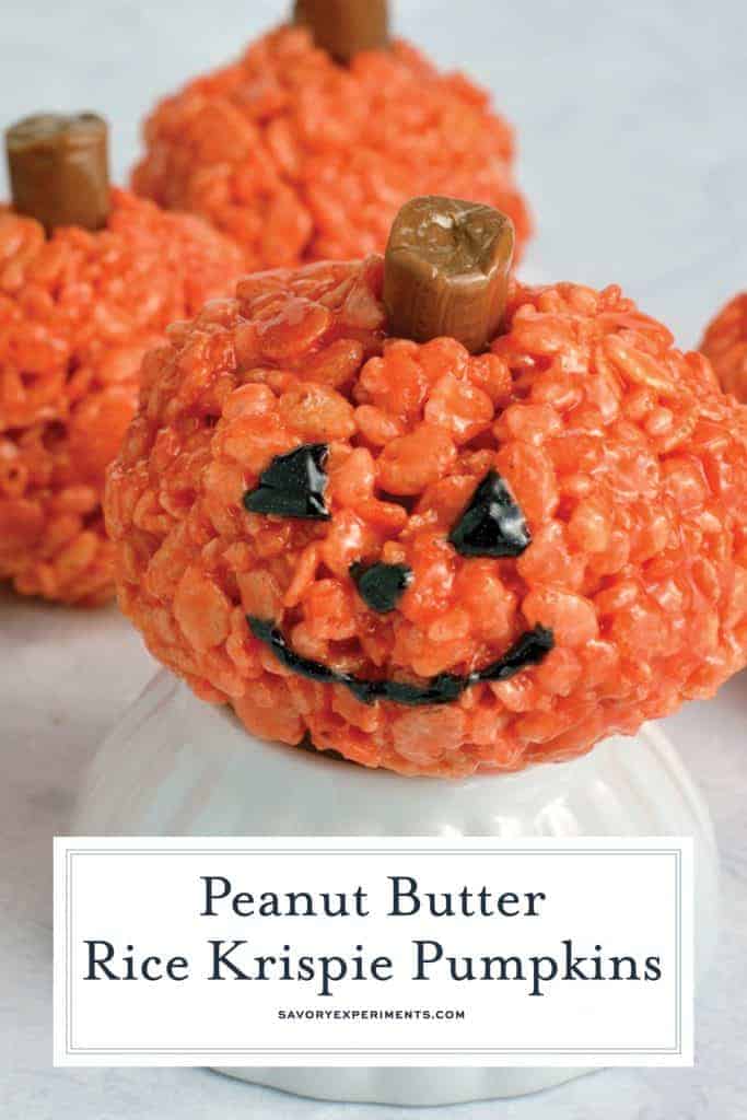 Peanut Butter Rice Krispie Treat Pumpkins for pinterest 