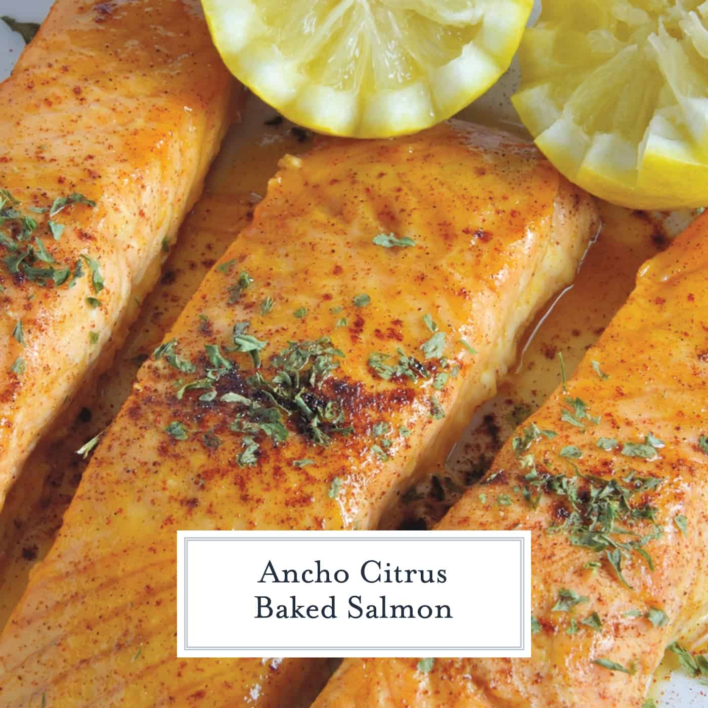 Ancho Citrus Baked Salmon is a simple, easy, low fat, vitamin packed, deliciously tasty recipe! This ancho citrus marinade is an ideal sauce to use for salmon! #easysalmonrecipes #salmonmarinade #sauceforsalmon www.savoryexperiments.com