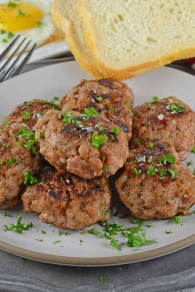 Stack of Homemade Breakfast Sausage patties