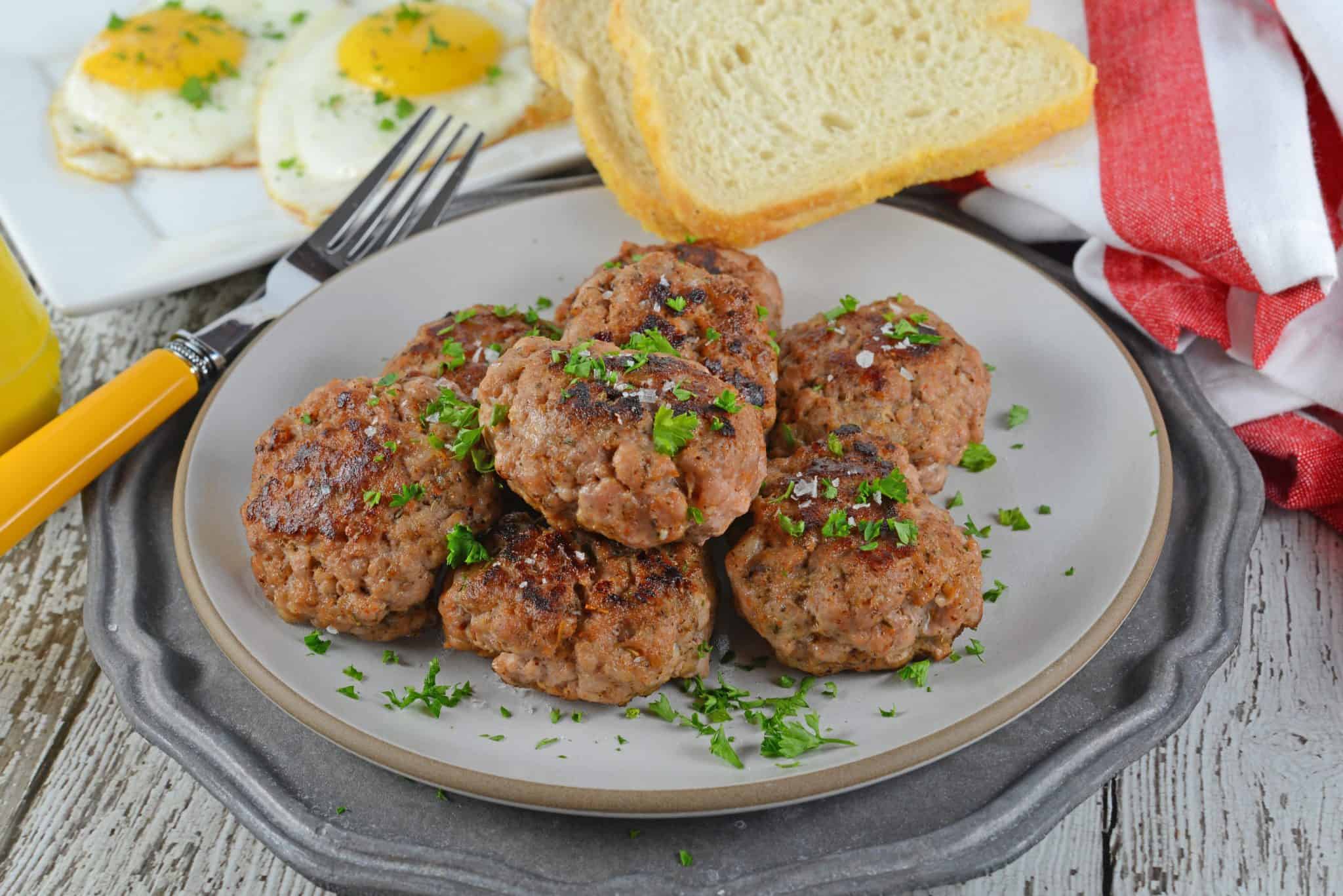 Stack of Homemade Breakfast Sausage patties