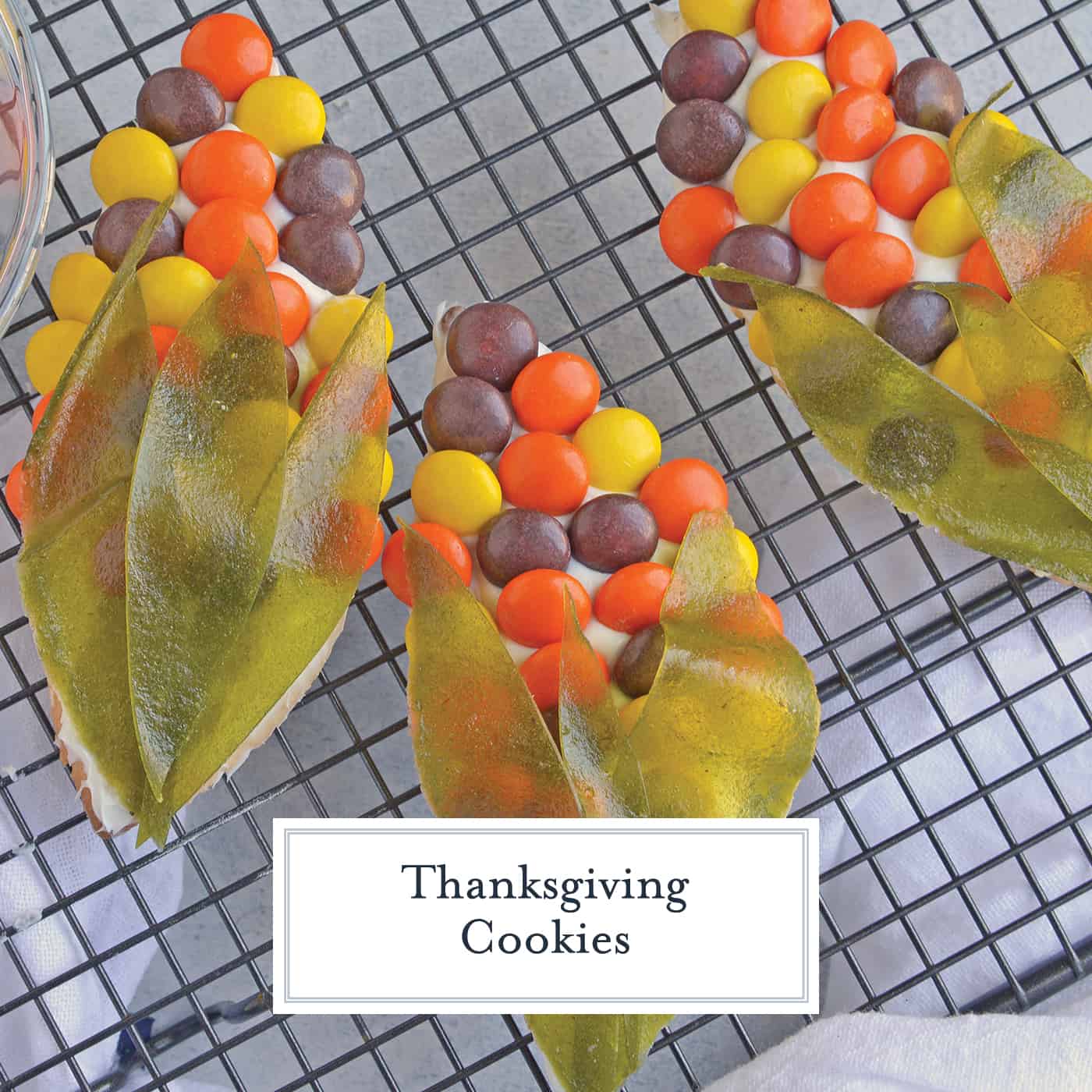 Thanksgiving Cookies are super cute sugar cookie cutouts that can be made alongside your Thanksgiving Turkey Cookies! #sugarcookiecutoutrecipe #thanksgivingcookies #thanksgivingturkeycookies www.savoryexperiments.com 