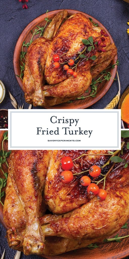 Have you ever wondered how to fry a turkey? Here are easy step-by-step instructions that can be used with any fried turkey recipe. #howtofryaturkey #friedturkeyrecipe www.savoryexperiments.com