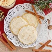 frosted eggnog cookies on a plate