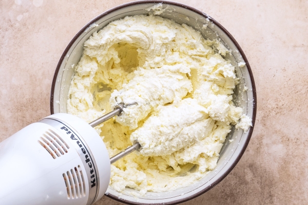 whipped dip in a mixing bowl