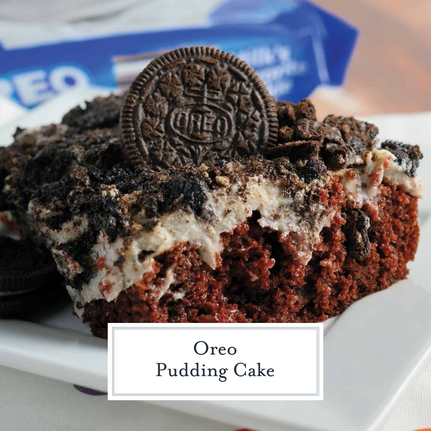 Oreo Pudding Cake is a poke recipe perfect for an easy party dessert. If you like Oreo balls, you'll love this easy cake recipe! #oreocookierecipes #oreopuddingcake #pokecakerecipes www.savoryexperiments.com 