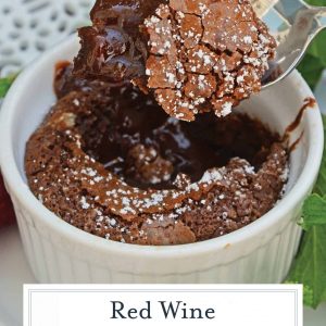 Red Wine Chocolate Lava Cake is so easy to make at home! This molten lava cake comes out of the oven piping hot in just about 30 minutes. #lavacakerecipe #moltenlavacake #chocolatecake www.savoryexperiments.com