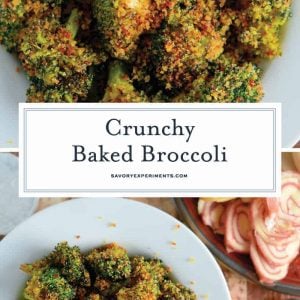 Collage of crunchy baked broccoli for Pinterest