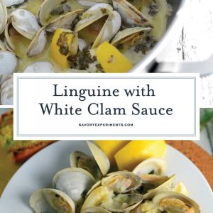 Linguine with White Clam Sauce, just like at the restaurant. Buttery broth, chopped and whole clams in an easy shallot, garlic and parsley sauce. #seafoodpastarecipe #easyseafoodrecipes www.savoryexperiments.com