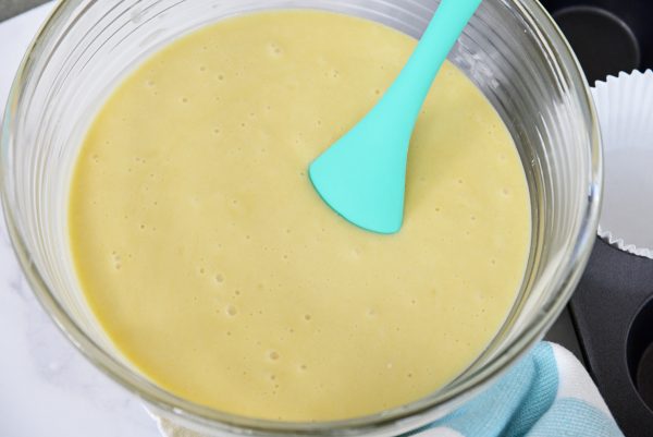 cupcake batter in a mixing bowl