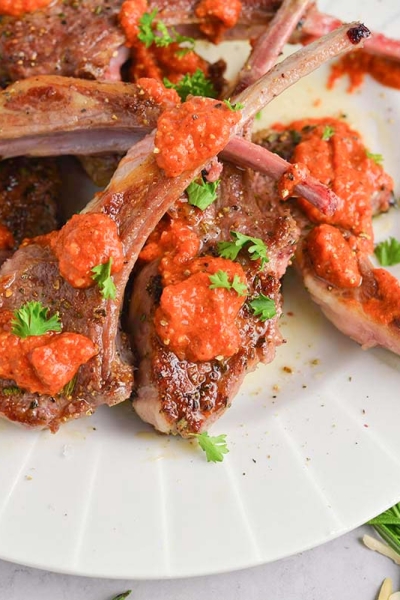 close up of fried lamb chops