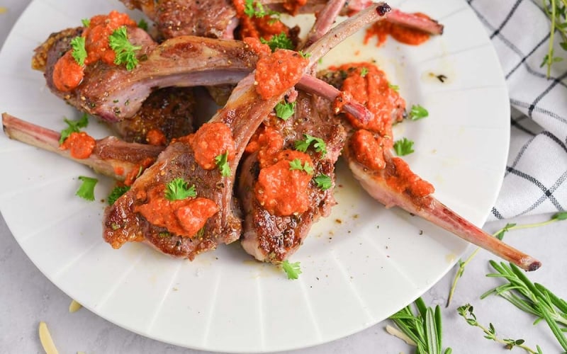 close up of fried lamb chops