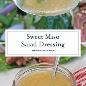 Sweet Miso Ginger Dressing is an easy Japanese ginger dressing. Now you can make your favorite miso ginger dressing at home with a handful of ingredients! #misogingerdressing #gingersaladdressing www.savoryexperiments.com