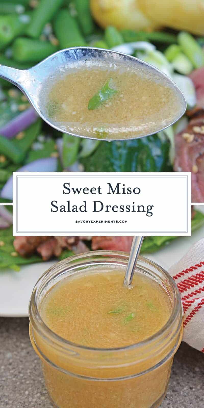 Sweet Miso Ginger Dressing is an easy Japanese ginger dressing. Now you can make your favorite miso ginger dressing at home with a handful of ingredients! #misogingerdressing #gingersaladdressing www.savoryexperiments.com