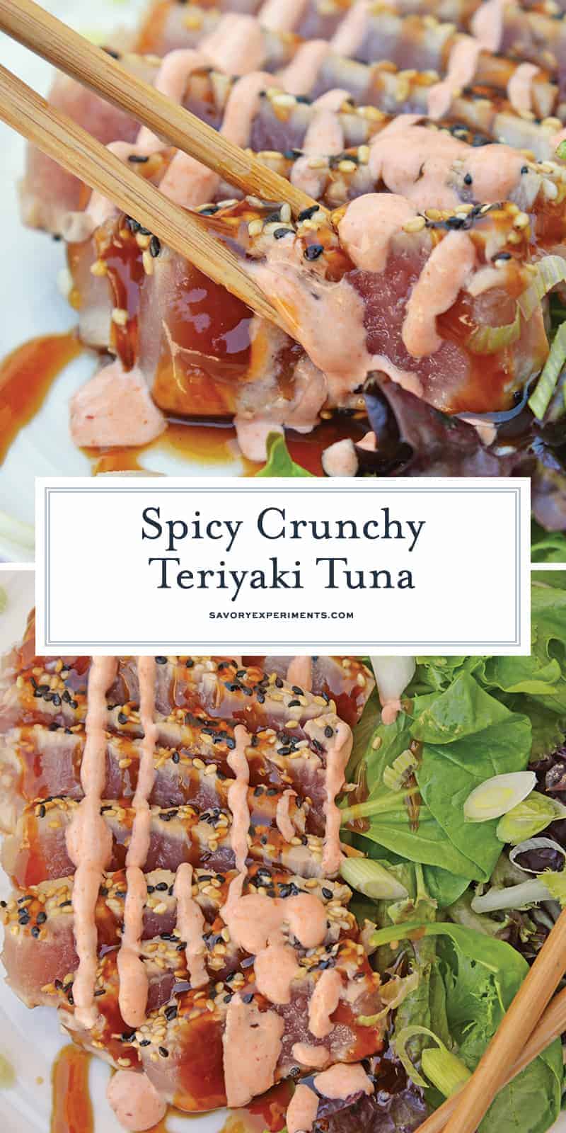 This Teriyaki Tuna recipe brings a delicious and healthy meal to the table in just over 20 minutes! This ahi tuna recipe is a quick and easy meal! #teriyakituna #tunarecipes www.savoryexperiments.com