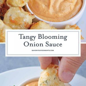 Collage of bloomin onion sauce for Pinterest