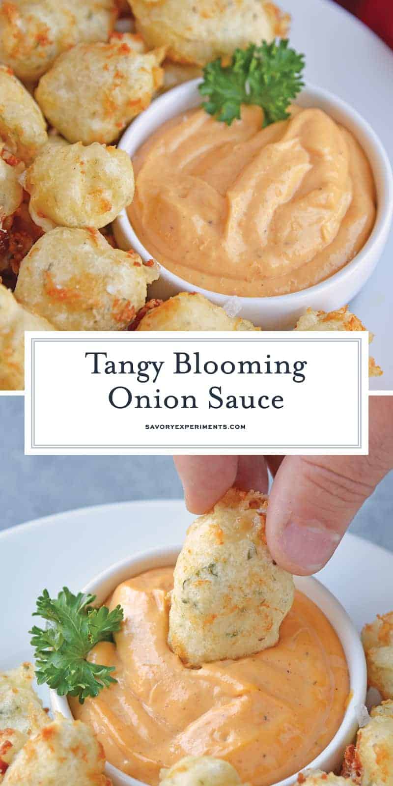 Outback Blooming Onion Sauce is a zesty and fun dipping sauce that can be made in just 5 minutes. Versatile and perfect for serving with nearly anything! #bloomsauce #bloomingonionsauce www.savoryexperiments.com