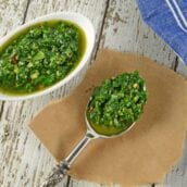 Authentic Chimichurri Sauce is easy to make and doubles as a marinade and sauce. Traditional chimichurri ingredients will flavor any dish!