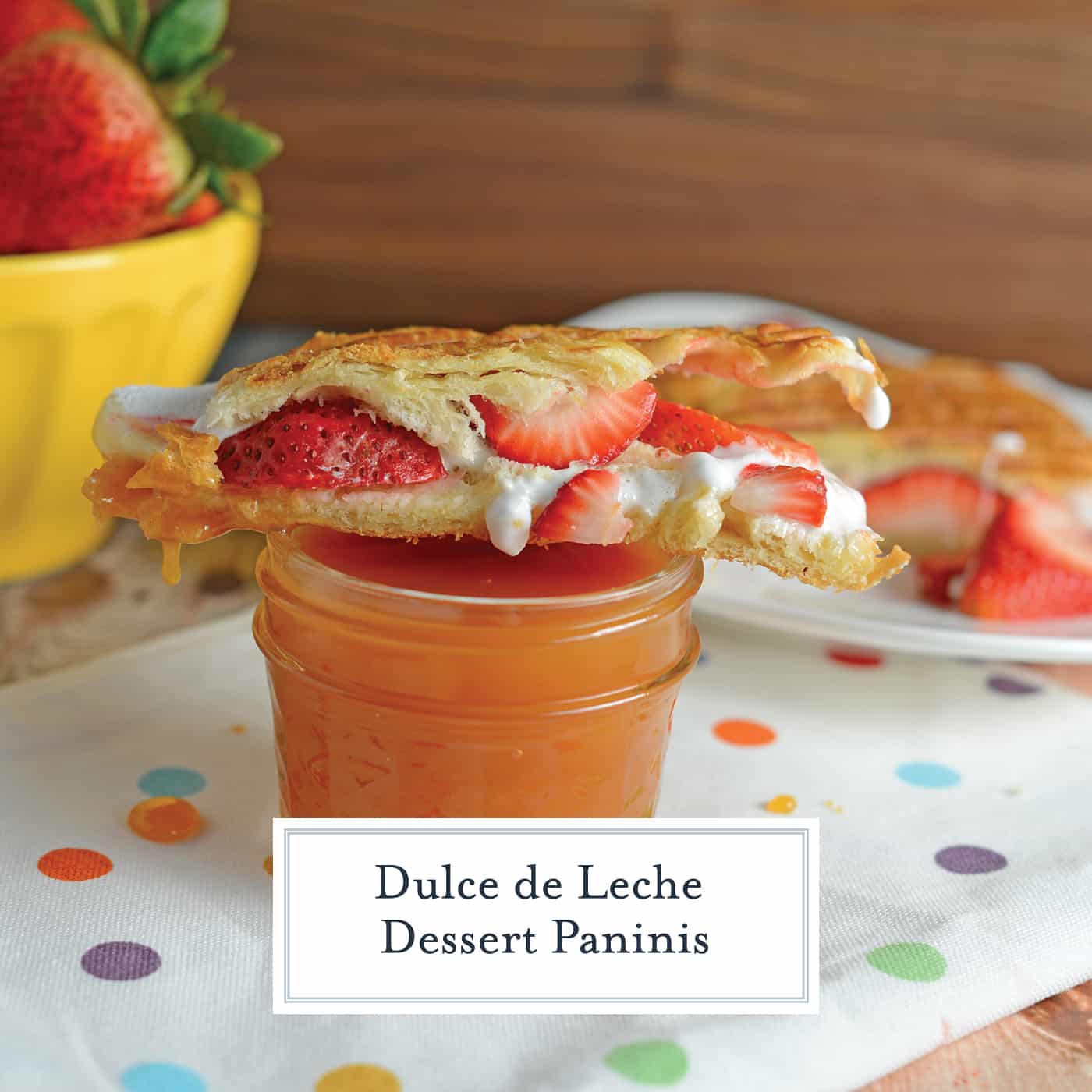 Dulce de Leche Dessert Panini is made up of layers of decadent dulce de leche, gooey marshmallow, and freshly sliced berries all in a buttery croissant! #dessertrecipes #dessertsandwich #dessertswithdulcedeleche www.savoryexperiments.com