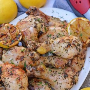 Grilled Lemon Pepper Chicken on a white tray