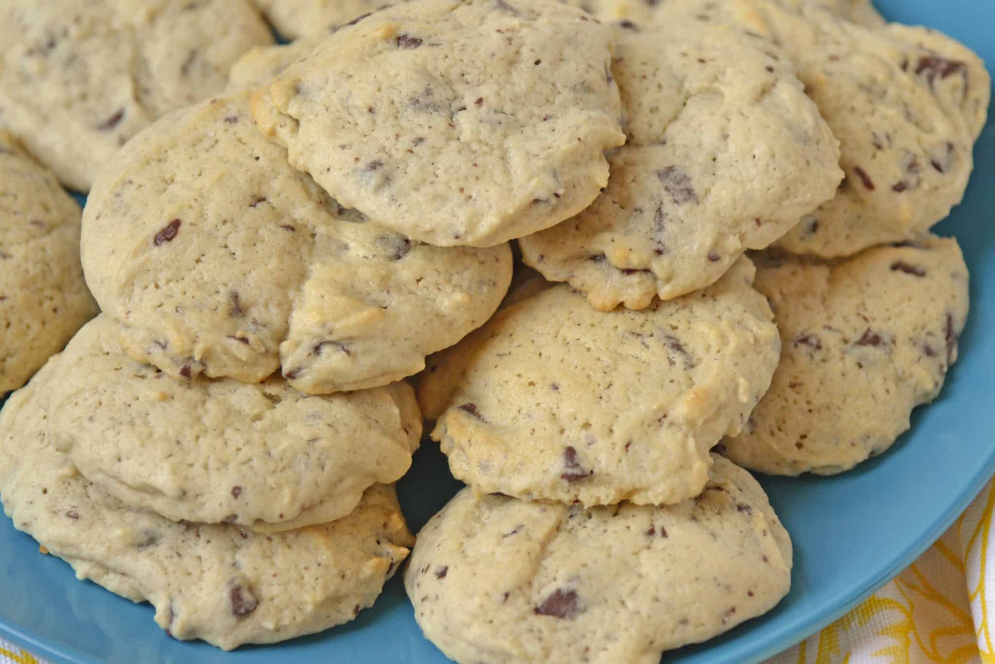 Cream Cheese Chocolate Chunk Cookies are a soft chocolate chip cookie recipe using rich cream cheese and rustic chunky chocolate.. #chocolatechipcookies #bestcookierecipe #softchocolatechipcookies www.savoryexperiments.com