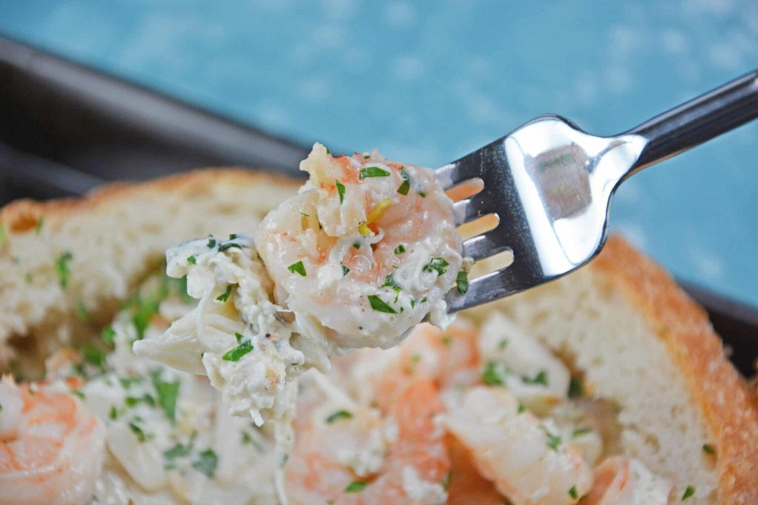 Creamy Shrimp Scampi Bread Bowl + VIDEO Easy Shrimp Appetizer