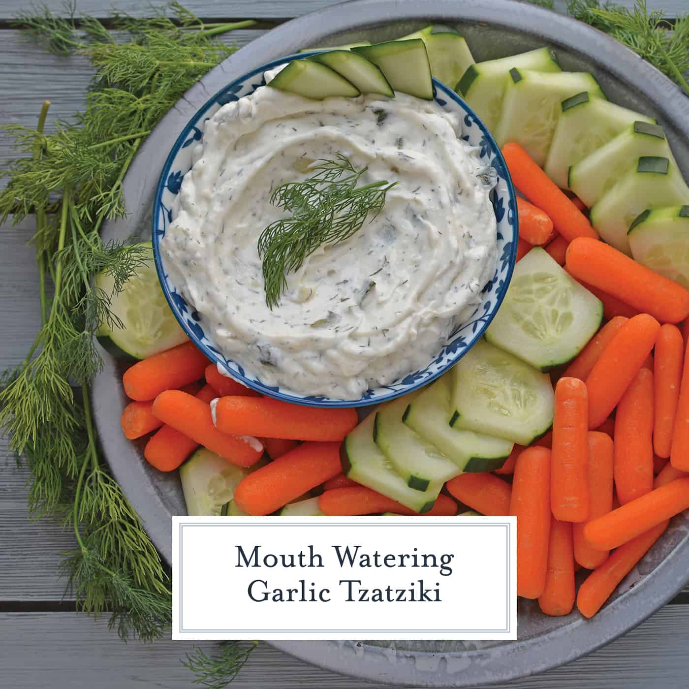 Garlic Tzatziki Sauce is a refreshingly delicious tzatziki dip made from greek yogurt, cucumber, fresh dill, lemon juice, and garlic! #tzatzikisaucerecipe #tzatzikidip www.savoryexperiments.com