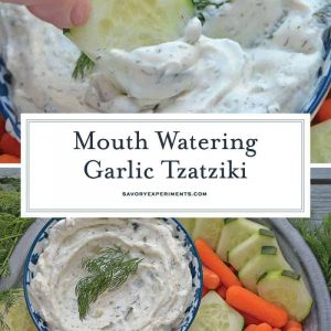 Collage of Garlic Tzatziki Sauce for Pinterest