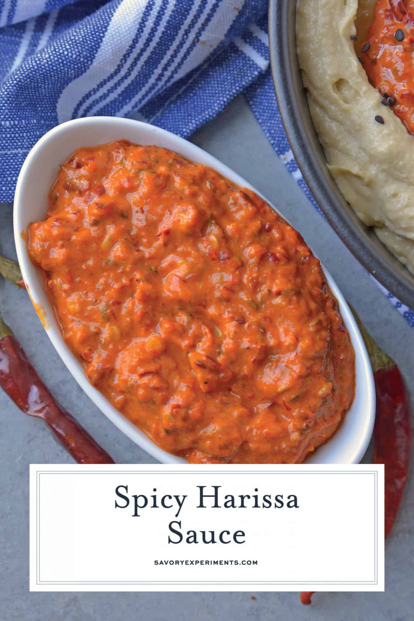 Harissa Paste in a white serving bowl 