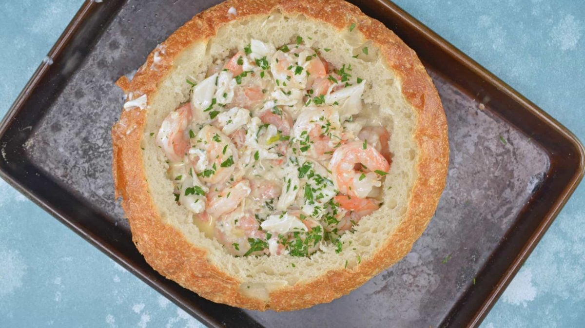 Creamy Shrimp Scampi Bread Bowl - + VIDEO - Easy Shrimp Appetizer