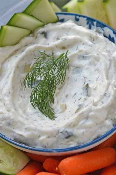 Close up of Garlic Tzatziki Sauce