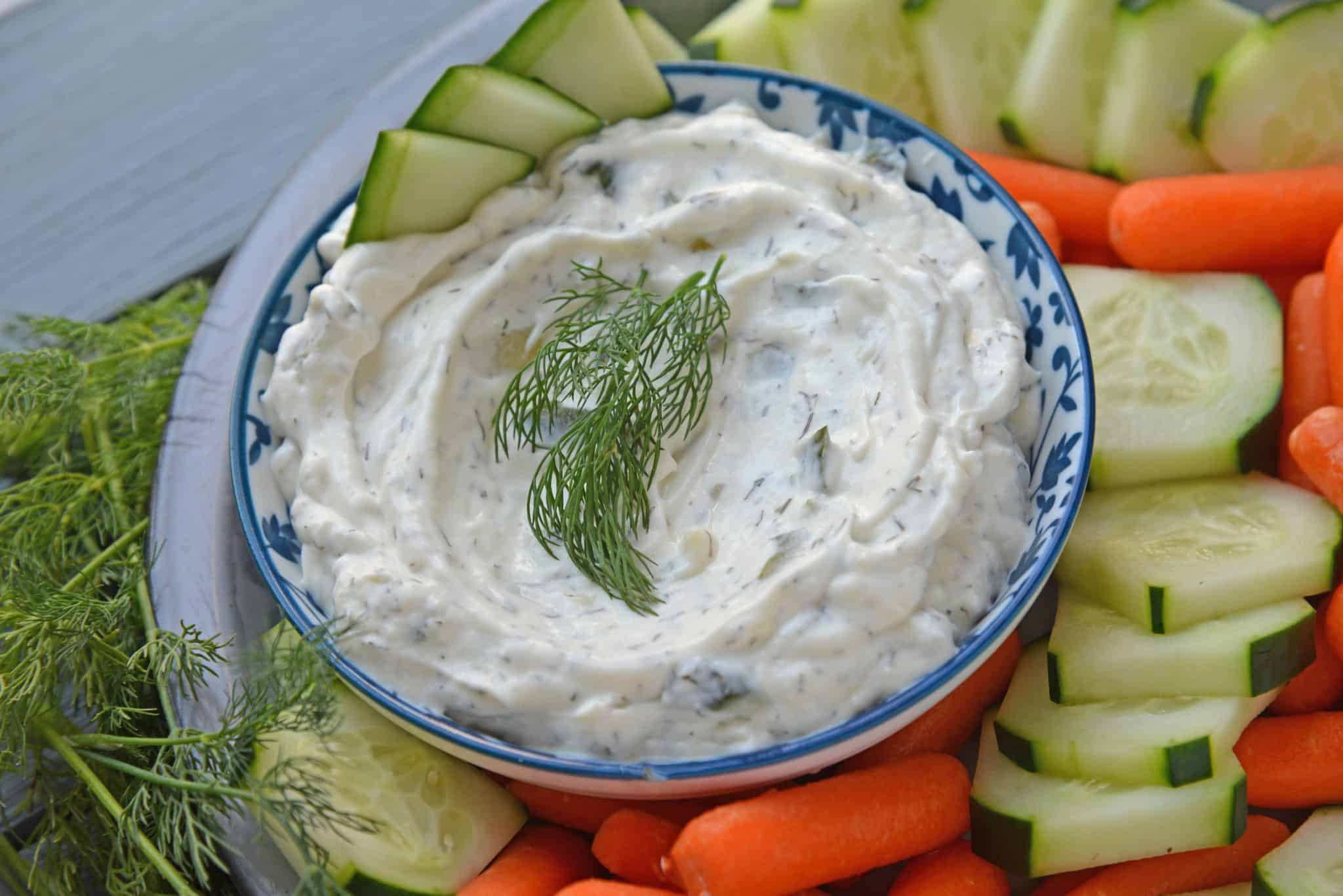 Close up of Garlic Tzatziki Sauce