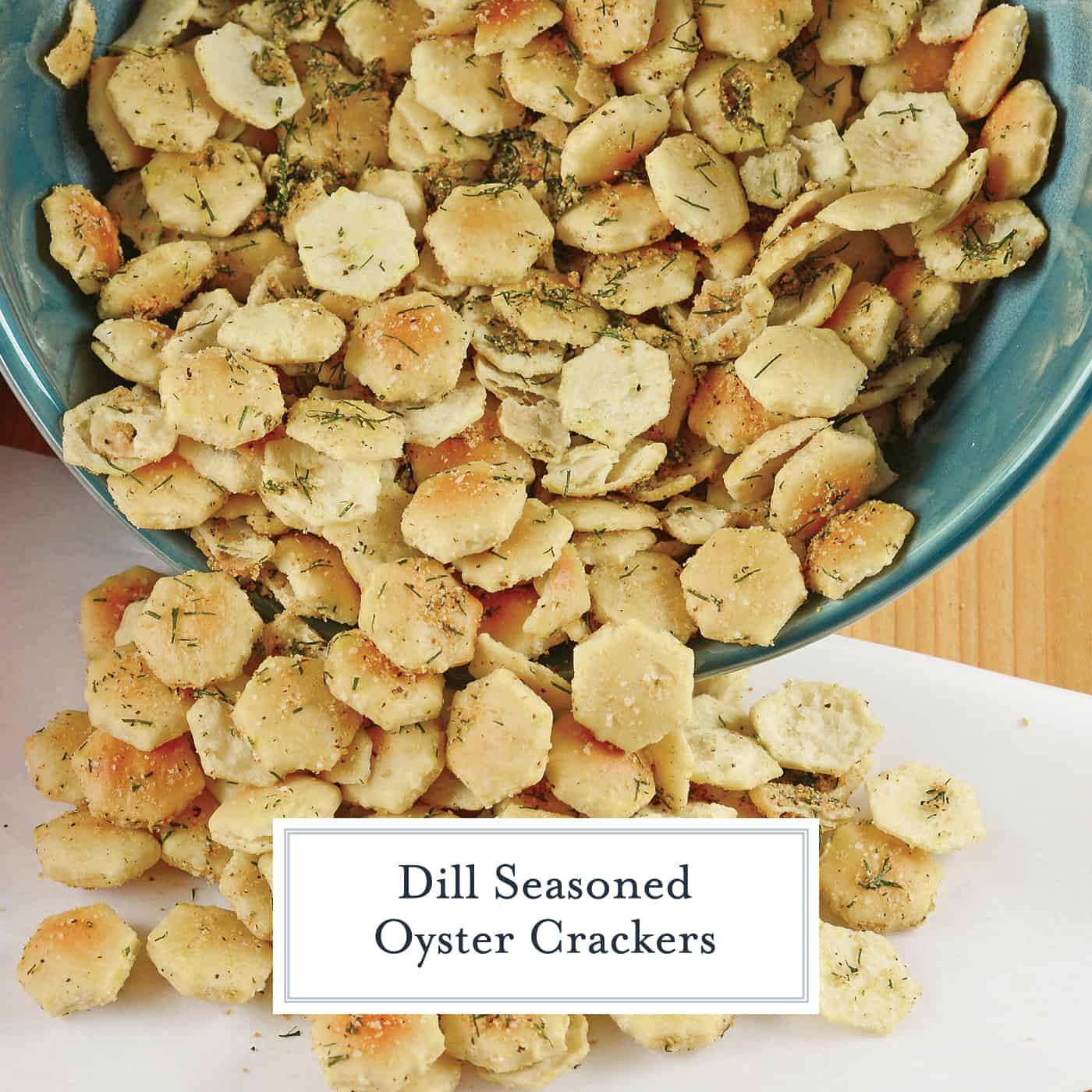 Dill Seasoned Oyster Crackers are the perfect snack, soup topper or salad crouton! They add an extra touch to any dish and are so easy to make and store! #dillseasonedoystercrackers #dilloystercrackers www.savoryexperiments.com