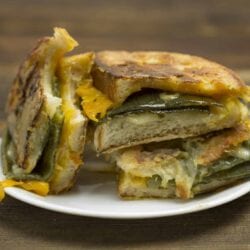 Chile Relleno Monte Cristo slices on a plate